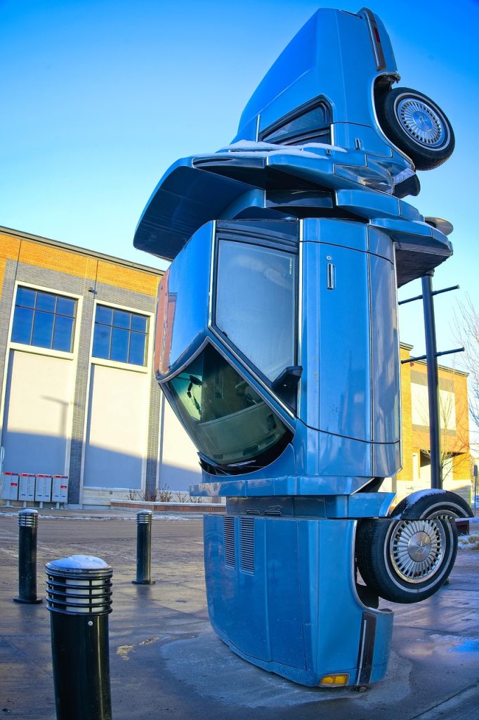 car, car sculpture, artwork, sculpture, slices, auto, scrap, monument, automobile, metal, rust, disintegration, blue car, car wallpapers, blue metal